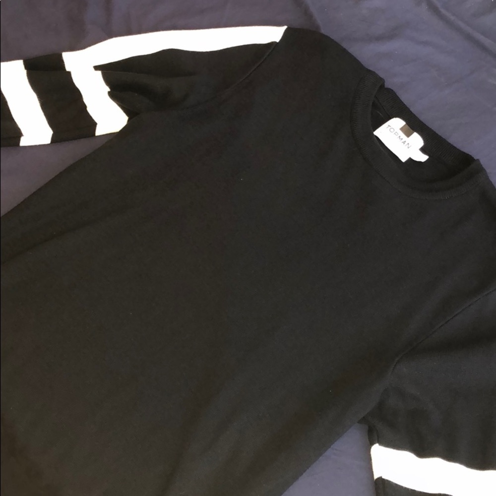 Navy Blue + Contrast Sleeves Topman Sweater